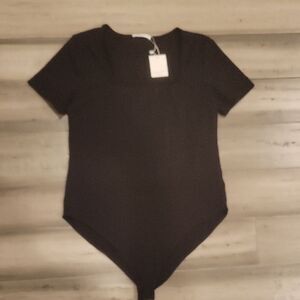 Mangopop Black Square Neck Bodysuit